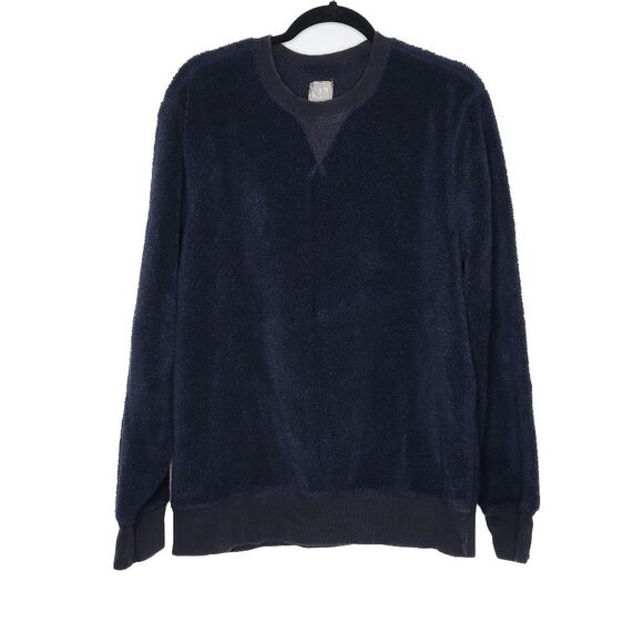 GAP Mens Pullover‎ Sweater Size Large Navy Blue Teddy Crewneck Western - Picture 1 of 6